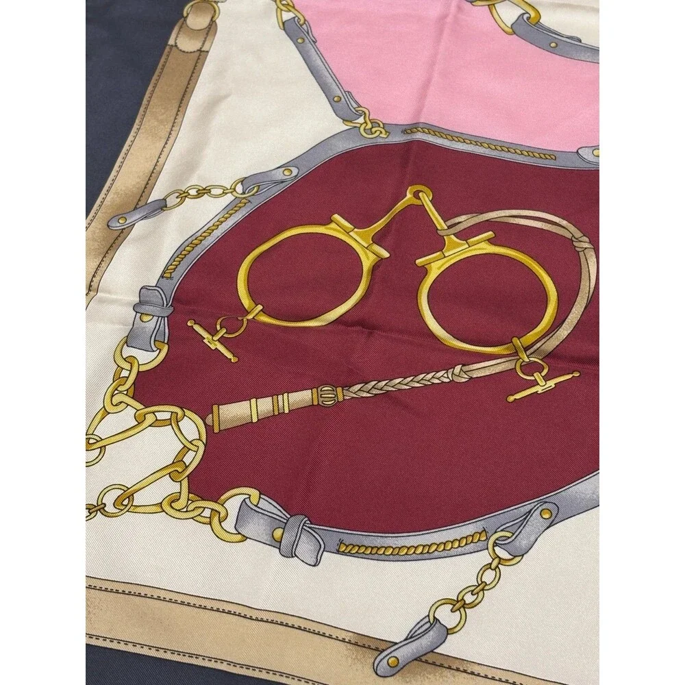 Vintage CELINE Silk Equestrian Square Scarf 33